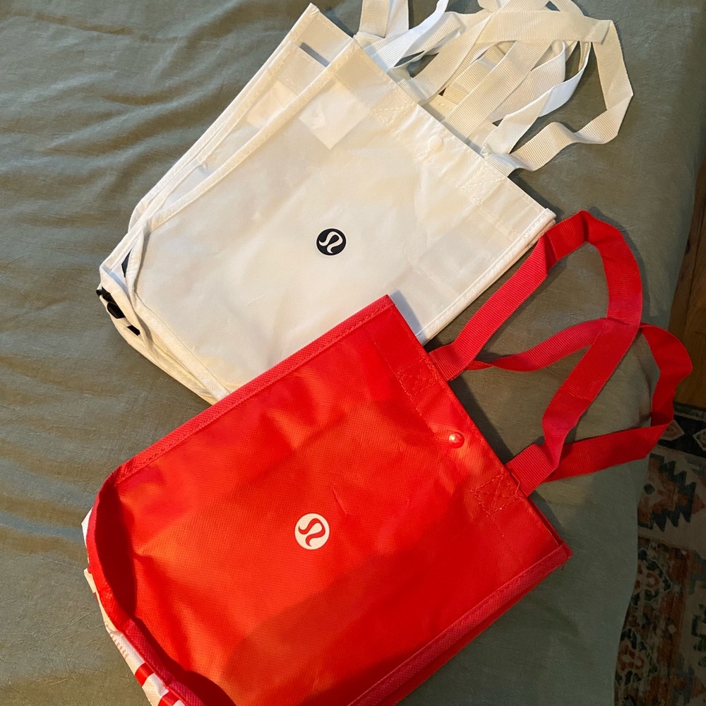 Lululemon Red and White Tote Bags